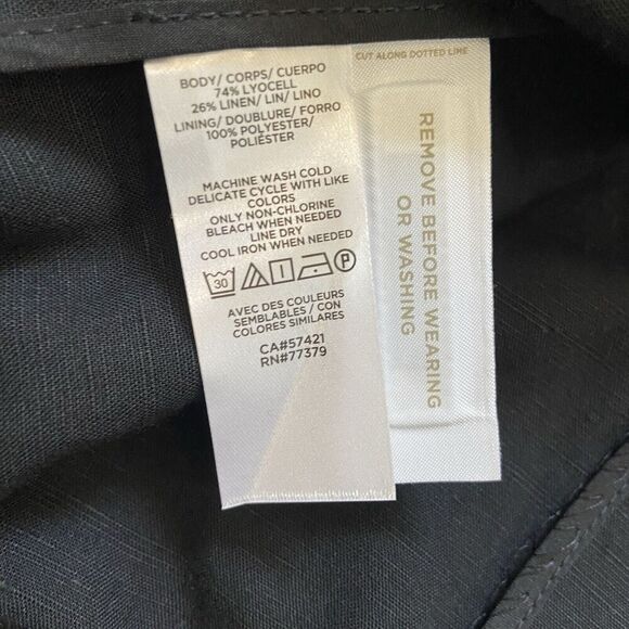 Ann Taylor Button Roll Tab Sleeve Linen Blend Blazer Black Size 0P - Picture 7 of 10